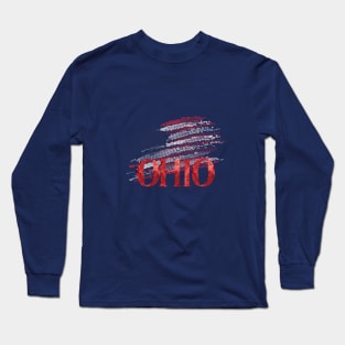 Brushed with Ohio Pride: American Flag Tee Long Sleeve T-Shirt